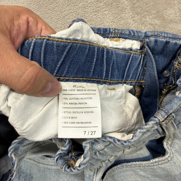 KanCan Jean Women 7/27 Darel Ultra High Rise Paperbag Mom Distressed Light Denim - Picture 8 of 16